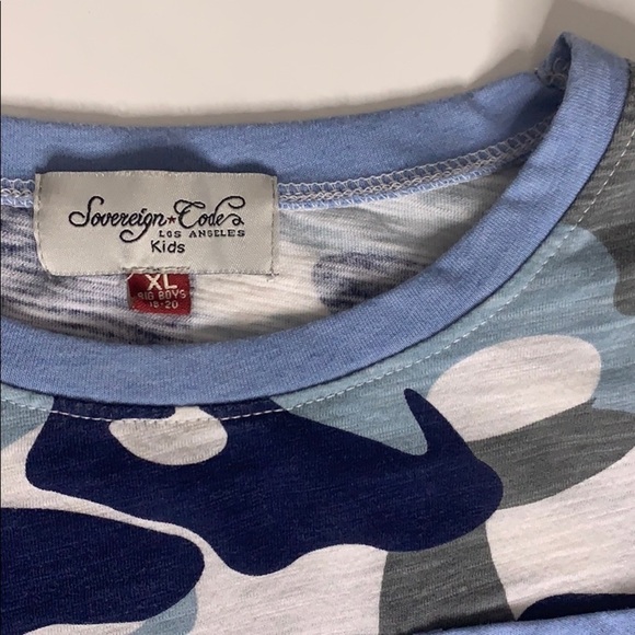 Sovereign Code Blue Camo Cuff Short Sleeve shirt boys XL - Picture 3 of 8